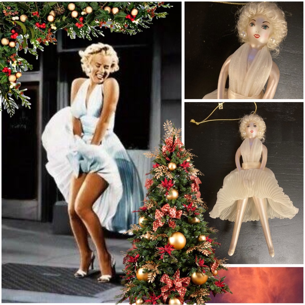 2/$15!!Vintage Marilyn Monroe Glass Holiday Ornament
